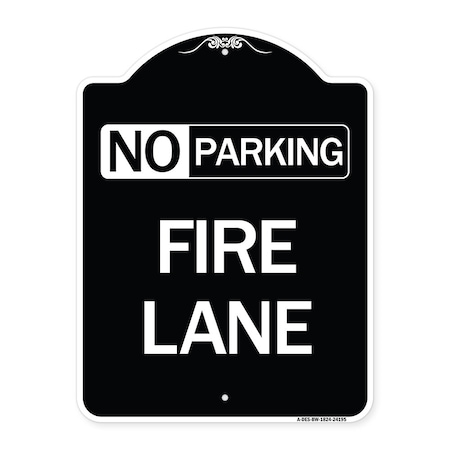 Signmission Delaware No Parking Fire Lane Heavy-Gauge Aluminum Architectural Sign, 24" x 18", BW-1824-24195 A-DES-BW-1824-24195